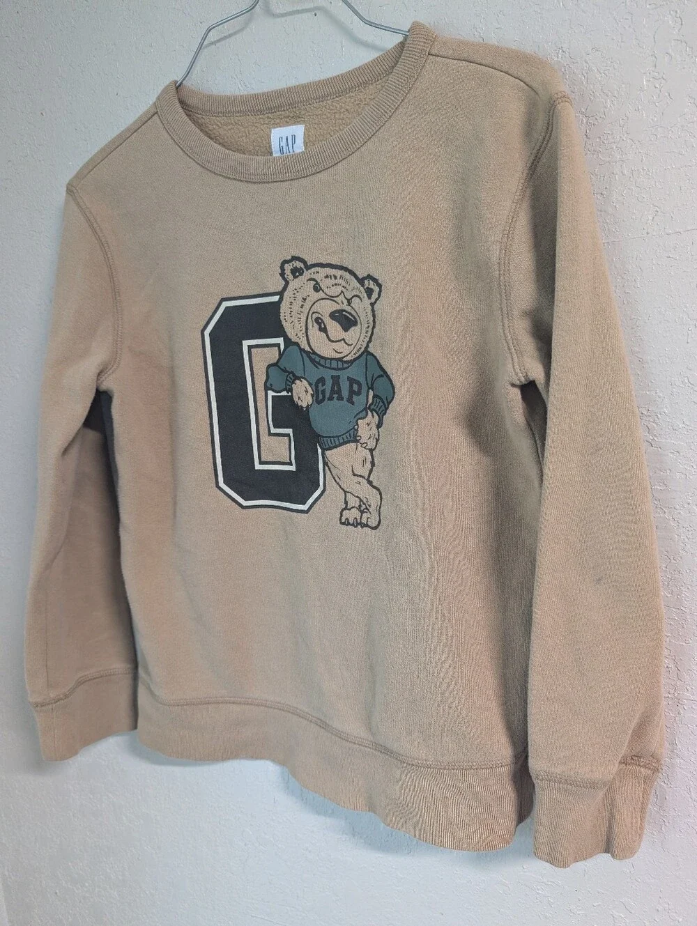 GAP Kids Tan Crewneck Sweatshirt with Logo Tag L